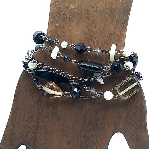 Lia Sophia VIXEN MOP, Faux Pearl, Acrylic & Glass Beaded Multi-Strand Bracelet - Picture 8 of 12